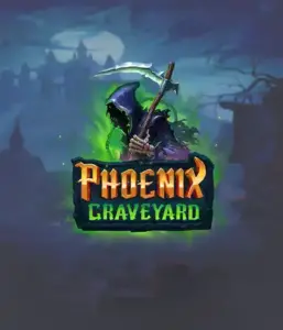 The eerie and atmospheric Phoenix Graveyard slot game interface by ELK Studios, featuring a mysterious graveyard setting. The visual highlights the slot's unique expanding reel feature, alongside its gorgeous symbols and supernatural theme. The design reflects the game's legend of the phoenix's revival, attractive for those fascinated by legends.