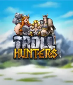 Immerse yourself in "Troll Hunters," where valiant Viking warriors prepare to confront their foes. The logo features a male and female Viking, armed and ready, overlooking a chilly mountainous backdrop. They exude strength and courage, symbolizing the spirit of the game's adventurous theme.